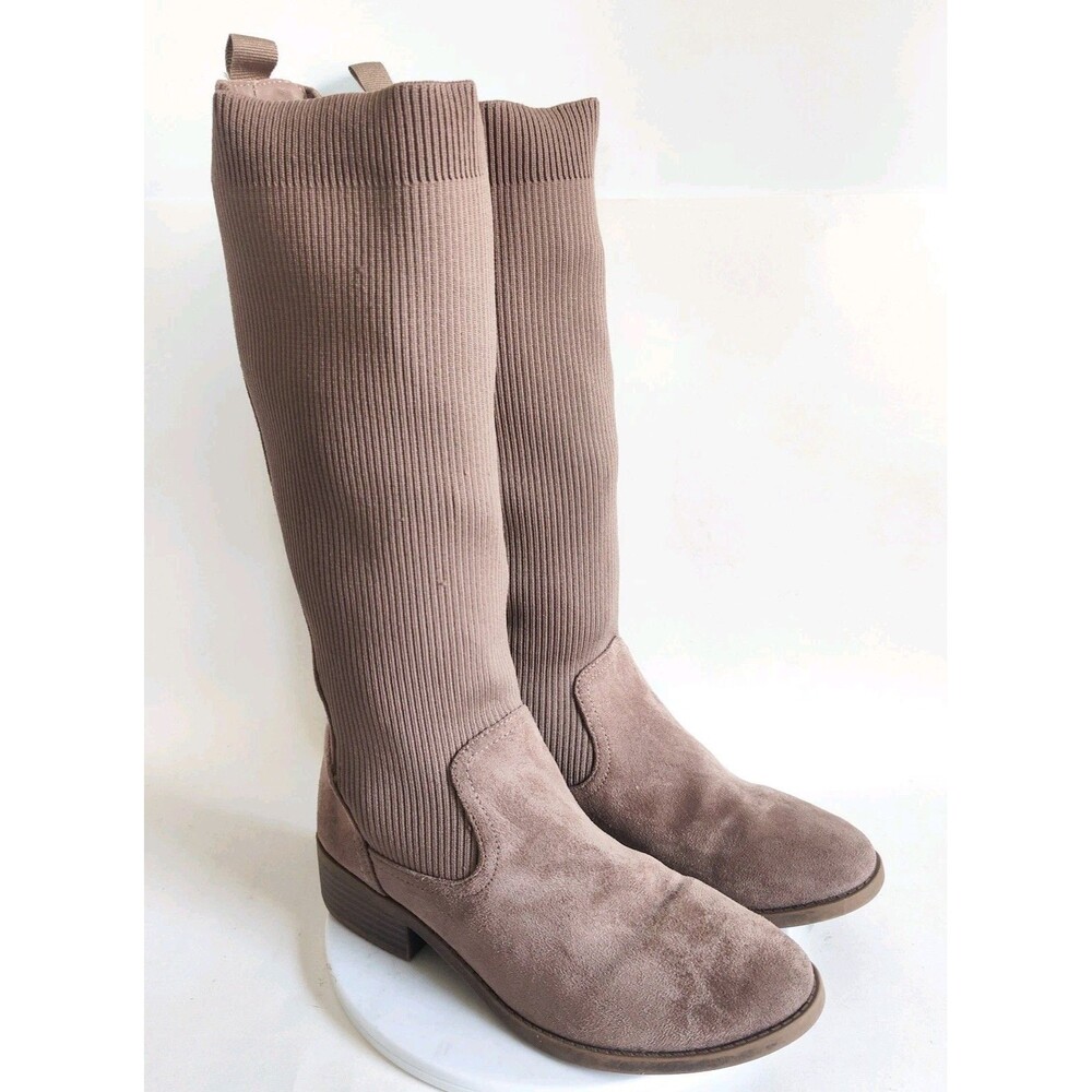 Steve Madden Vegan Faux Suede Nuetral Knee High‎ Stretch Tall Boots Taupe Size 5